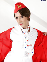 LISA HEART is back and providing a first class service in her air stewardess attire! A Hertfordshire bird with a tight little arse and a nice big cock, Lisa made a couple of Summer appearances for UK TGirls in July & August and it's great to see